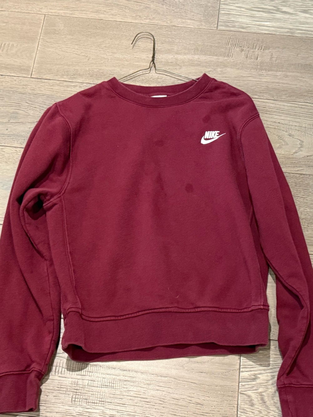 Nike Burgundy Crewneck Sweatshirt with White Logo